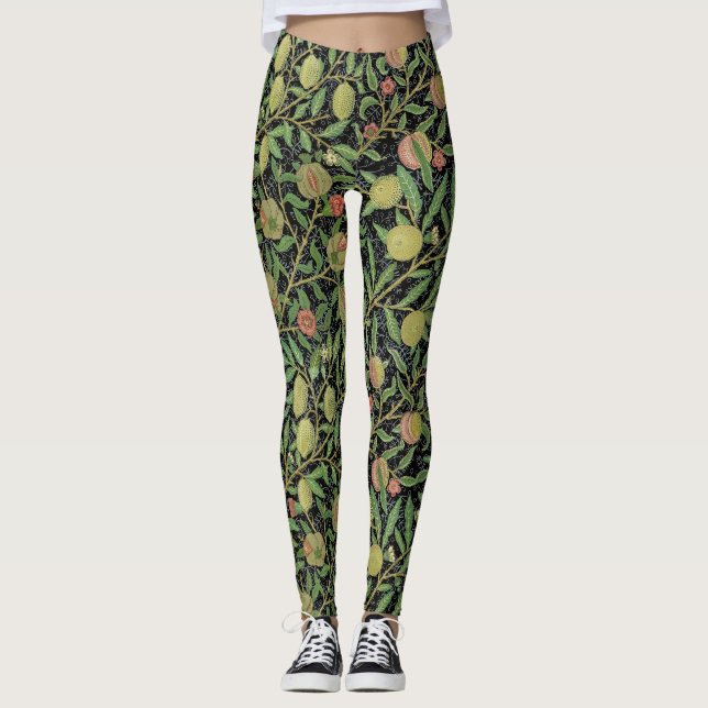 Legging Padrão de Frutas Romã Escura de William Morris (Frente)