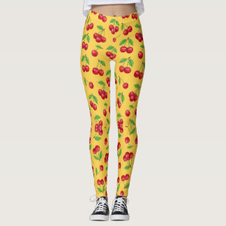 Legging Padrão de Frutas Sem Costura Cereja Doce
