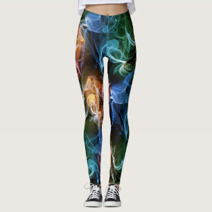 Legging Padrão de Fumaça de Líquido Preto com Cor