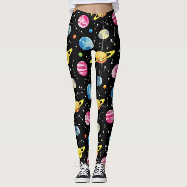 Legging Padrão de Galáxia de Moons Planetas (Frente)