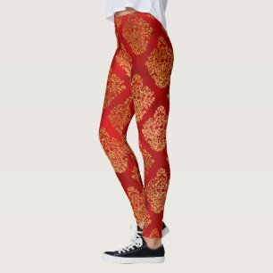 Legging padrão de galáxia vermelha estrela cor cósmica fol