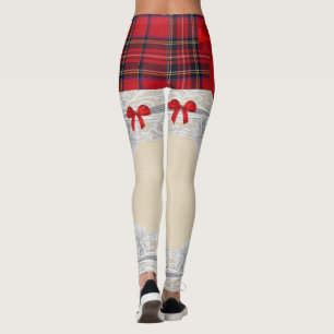 Legging Padrão de garagem do arco vermelho da xadrez Tarta