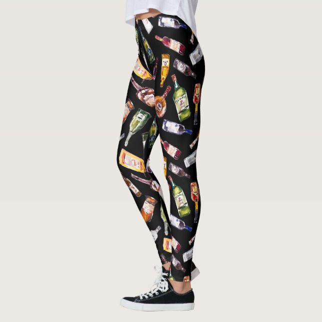 Legging Padrão de Garrafas de Bebidas Alcoólicas (Esquerda)
