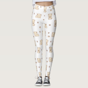 Legging Padrão de Gato Bege Fofo (2)