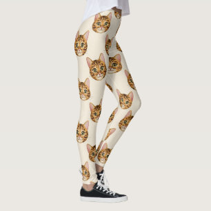 Legging Padrão de Gato Bengal Exótico Fofo