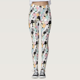Legging Padrão de Gato Bonito