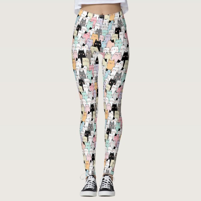 Legging Padrão de Gato Bonito (Frente)