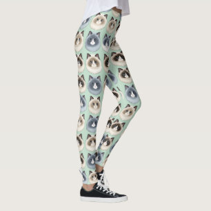 Legging Padrão de Gato Ragdoll Fofinho Amante de Animais d