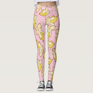 Legging Padrão De Gatos E Bananas