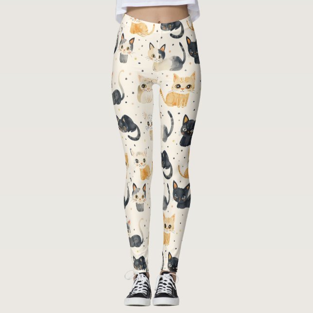 Legging Padrão de gatos esquisitos (Frente)