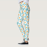 Legging Padrão de gema de ovo branco em azul lacrimogênio<br><div class="desc">Pernas brancas com um padrão cômico de gemas de ovos em azul e amarelo.</div>