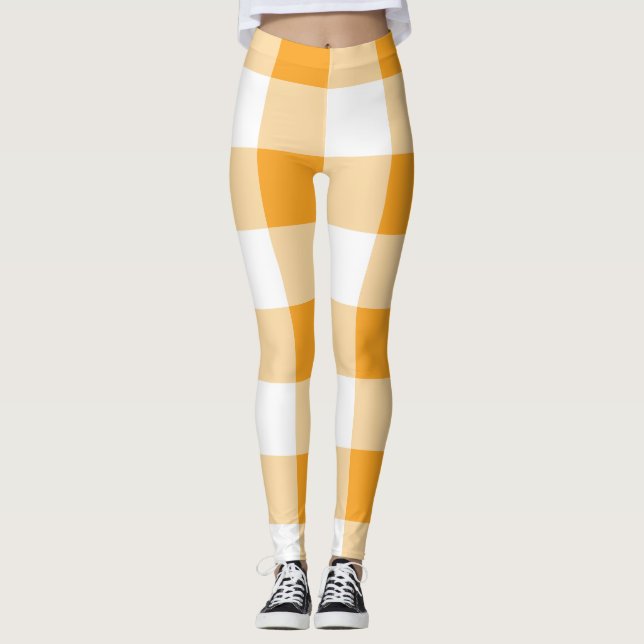 Legging Padrão de Gingham Amarelo (Frente)