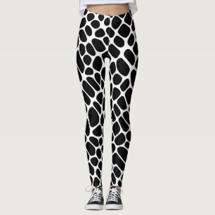 Legging Padrão de girafa em preto e branco