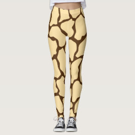 Legging Padrão de Girafa Marrom – Estampa Minimalista de A