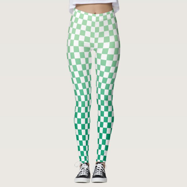 Legging Padrão de gradiente verde claro para escuro (Frente)