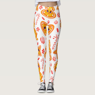 Legging Padrão de Gráfico de Coração, Boneca e Brilho