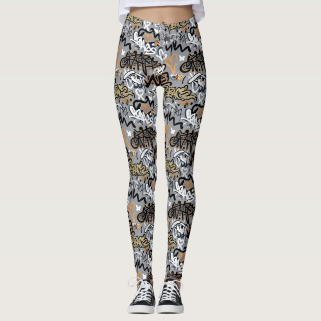 Legging padrão de grafite (Frente)