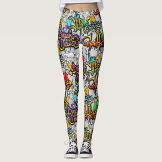 Legging Padrão de Grafite Hip Hop