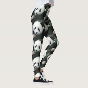 Legging Padrão de Grama em Azulejos de Panda Gigante