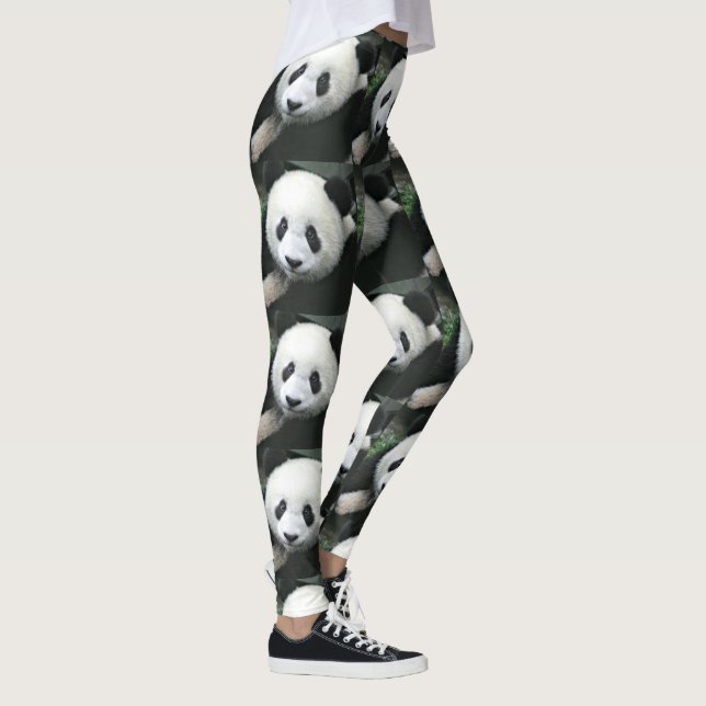 Legging Padrão de Grama em Azulejos de Panda Gigante (Direita)