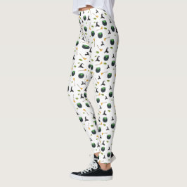 Legging Padrão de Halloween da Bruxa Broom Caldron