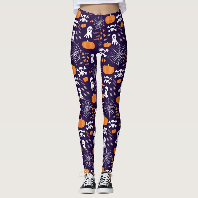 Legging Padrão de Halloween divertido (Frente)