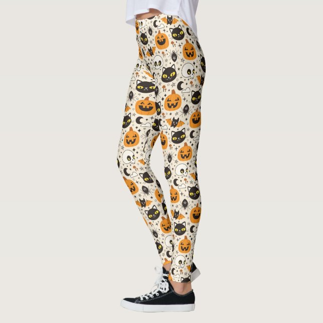 Legging Padrão de Halloween Retro Bonito (Esquerda)