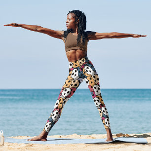 Legging Padrão de Halloween Skulls