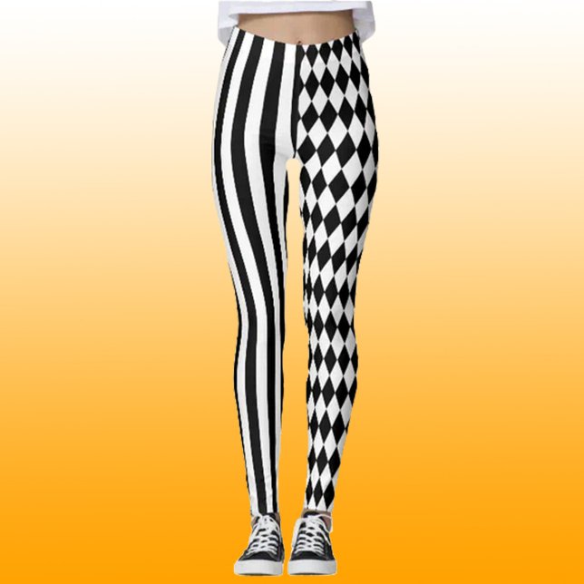 Legging Padrão de Harlequin em Preto do Halloween (Criador carregado)
