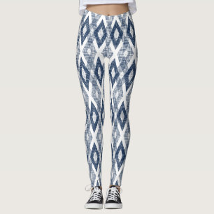 Legging Padrão de Harlequin marinho Azul e Branco