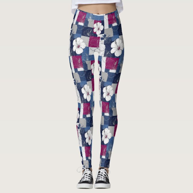 Legging Padrão de Hibisco Tropical Costeiro (5) (Frente)