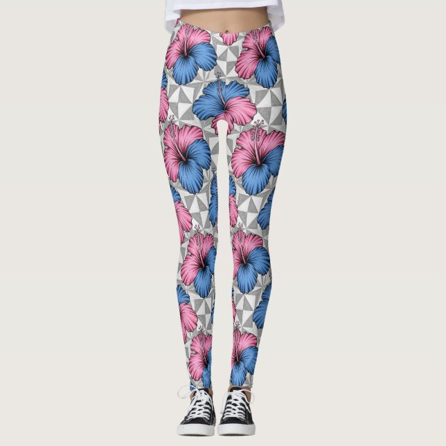 Legging Padrão de Hibisco Tropical Costeiro (6) (Frente)