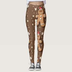 Legging Padrão de Homem de Pão Bravo em Castanho
