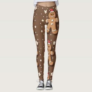 Legging Padrão de Homem de Pão Bravo em Castanho