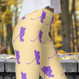 Legging Padrão de Hóquei no Gelo das Mulheres Brancas Fres