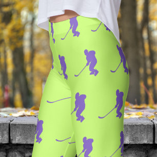 Legging Padrão de Hóquei no Gelo das mulheres verdes em ol