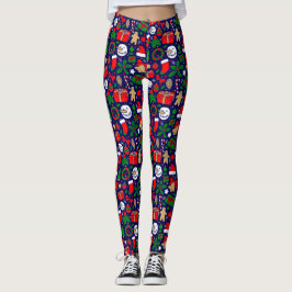 Legging Padrão de Ícone de Natal Divertido