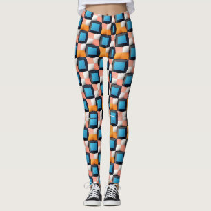 Legging Padrão de Ilusão Geométrica 3D Vibrante - Cor Negr