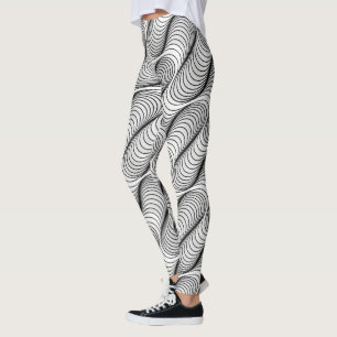 Legging Padrão de Ilusão Óptica Ondulada Abstrato Seamle