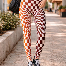 Padrão de Ilusão Xadrez Laranja Vermelho Ousado