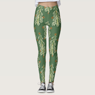 Legging Padrão de Ilustração de Árvores de natais vintages