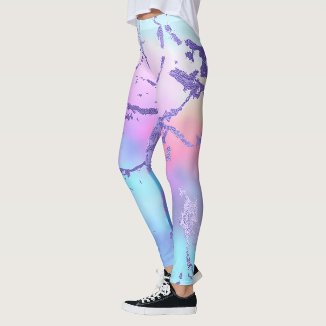 Legging Padrão de Impressão Abstrata de Aquarela em Cor Mi (Esquerda)