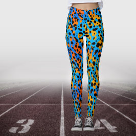 Legging Padrão de Impressão Animal de Gradiente Laranja Az