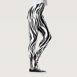 Legging Padrão de Impressão Animal de Stripes Brancas Pr