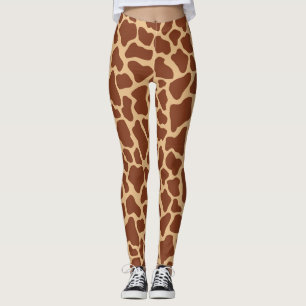 Legging Padrão de Impressão Animal Girafa de Vida Selvagem