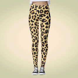Legging Padrão de Impressão de Animais Leopardo de Selvage
