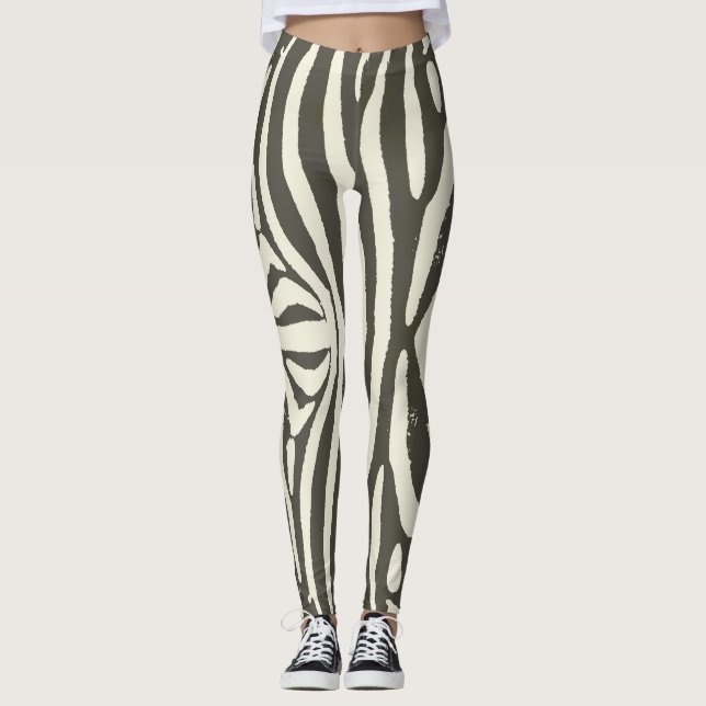 Legging Padrão de Impressão de Animais Zebra Stripe (Frente)
