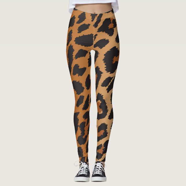 Legging Padrão de Impressão de Animal Selvagem Manchas de  (Frente)