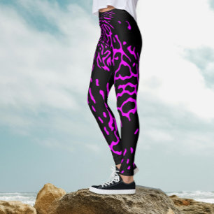 Legging Padrão de Impressão de Animal Selvagem Safari Rosa