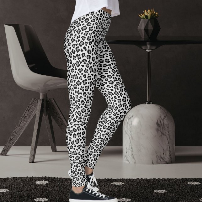 Legging Padrão de Impressão de Leopardo Safari Cinza e Pre (Criador carregado)